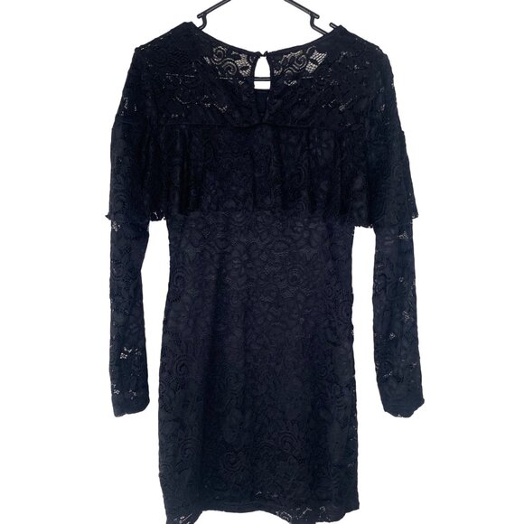 Panhandle Eyelet Lace Dress Womens L Black Lined Western - Picture 5 of 13